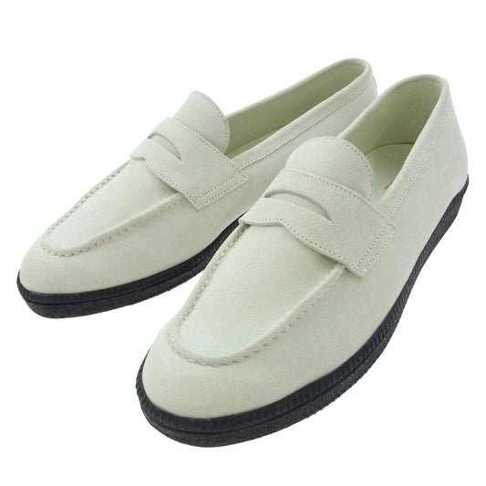 ブラザーブリッジ PETERS SMOKE WHT/B スニーカーソール スエード ローファートレーナー シューズ ホワイト系 9.5【極上美品】【中古】