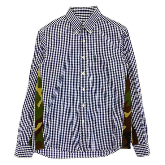 SOPHNET. ソフネット 17SS SOPH-170026 カモフラ ボタンダウン ギンガム チェック 長袖 シャツ ブルー系 M【中古】
