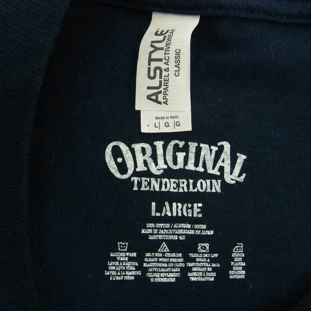 TENDERLOIN テンダーロイン 21SS TEE S.S 21 ロゴ プリント 半袖 Tシャツ ネイビー系 L【中古】