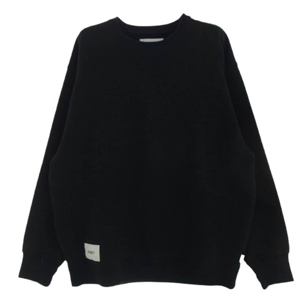 WTAPS ダブルタップス 23AW 232ATDT-CSM19 OBJ 01 SWEATER COTTON.BEAK バックプリント パッチ クルーネック スウェット ブラック系 3【中古】