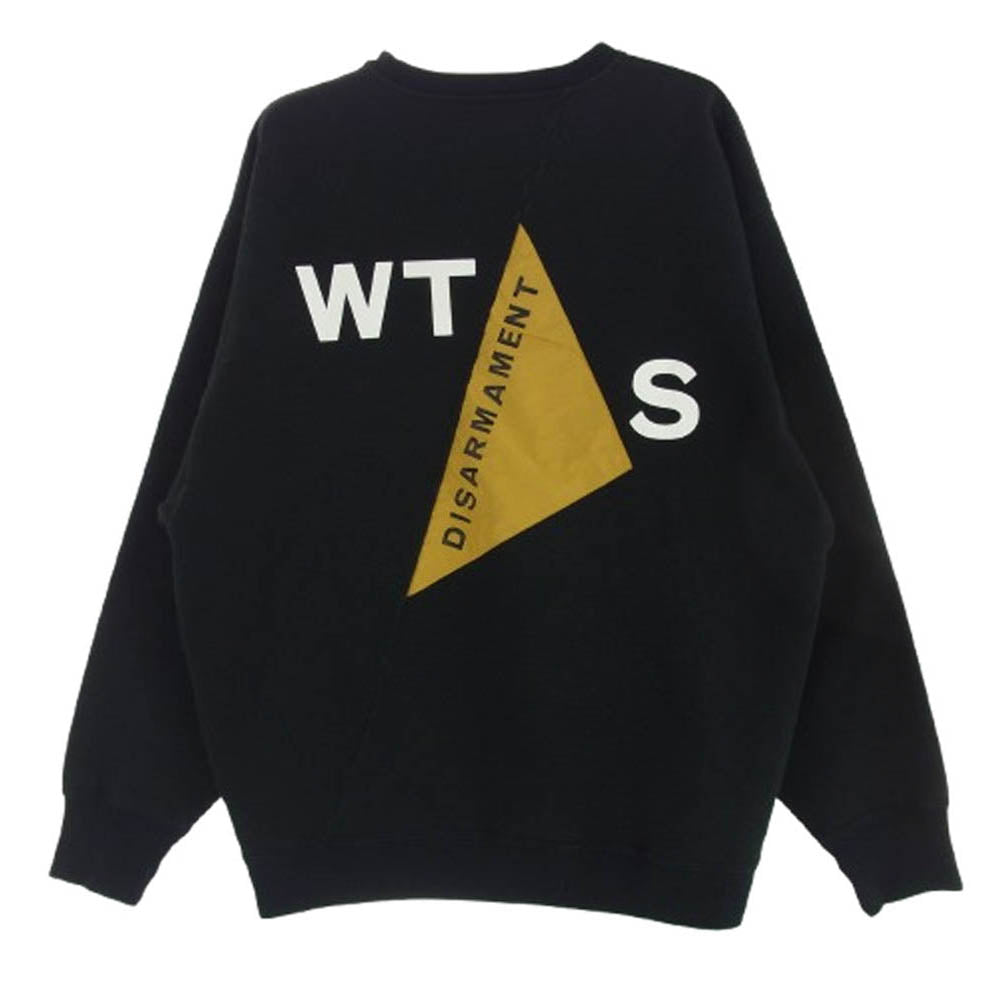 WTAPS ダブルタップス 23AW 232ATDT-CSM19 OBJ 01 SWEATER COTTON.BEAK バックプリント パッチ クルーネック スウェット ブラック系 3【中古】