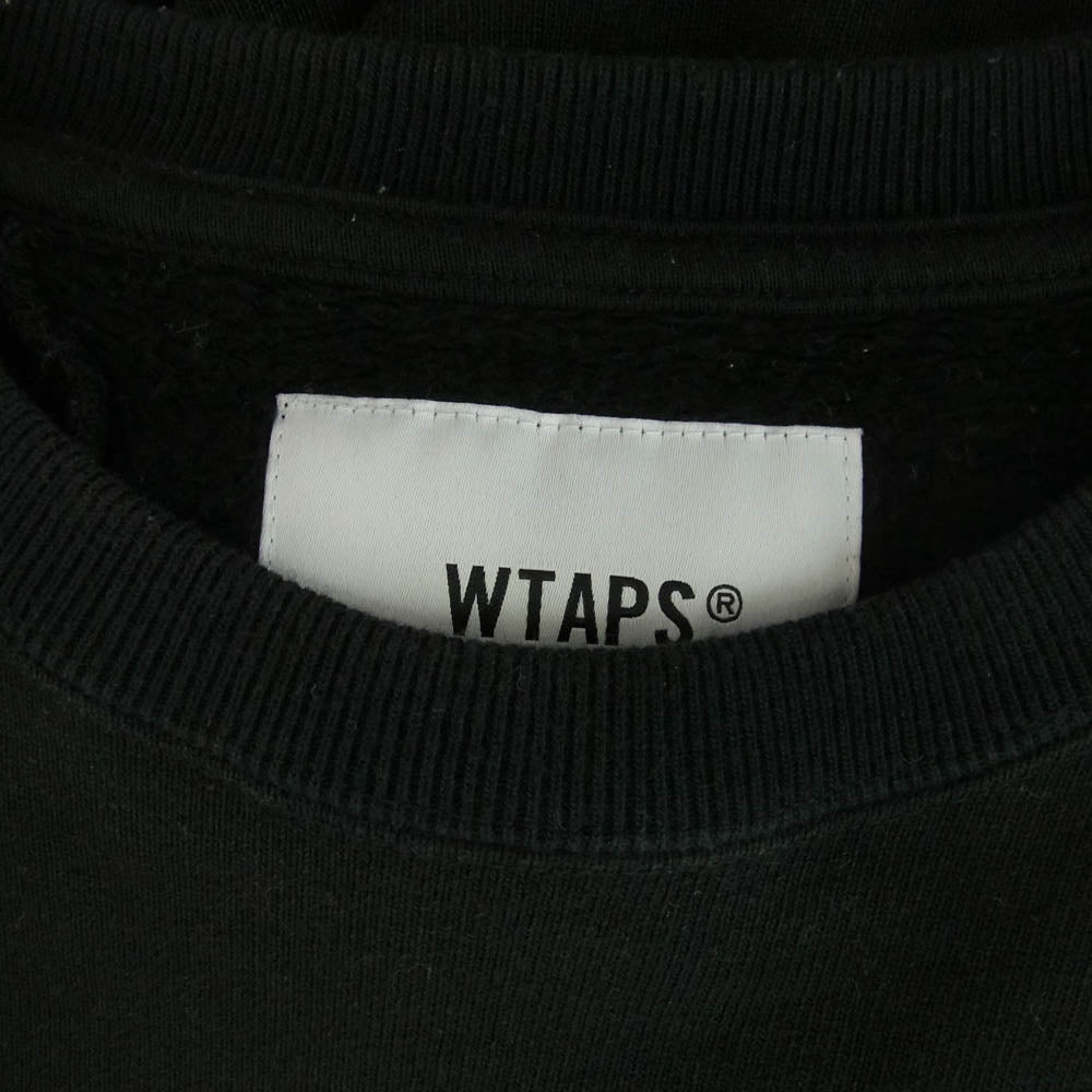 WTAPS ダブルタップス 23AW 232ATDT-CSM19 OBJ 01 SWEATER COTTON.BEAK バックプリント パッチ クルーネック スウェット ブラック系 3【中古】