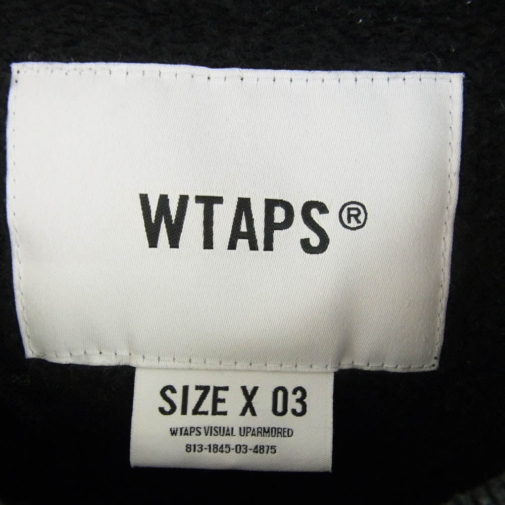 WTAPS ダブルタップス 23AW 232ATDT-CSM19 OBJ 01 SWEATER COTTON.BEAK バックプリント パッチ クルーネック スウェット ブラック系 3【中古】