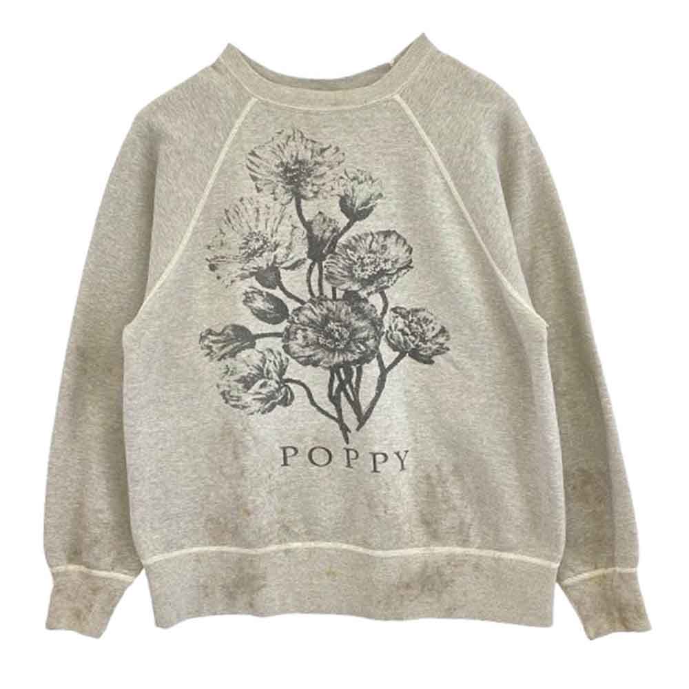 SAINT MICHAEL セントマイケル 24AW SM-YS1-0000-032 CREW SWT FLOWER GRAY フラワープリント ラグランスリーブ トレーナー スウェット グレー系 L【新古品】【未使用】【中古】