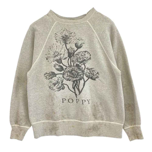 SAINT MICHAEL セントマイケル 24AW SM-YS1-0000-032 CREW SWT FLOWER GRAY フラワープリント ラグランスリーブ トレーナー スウェット グレー系 L【新古品】【未使用】【中古】
