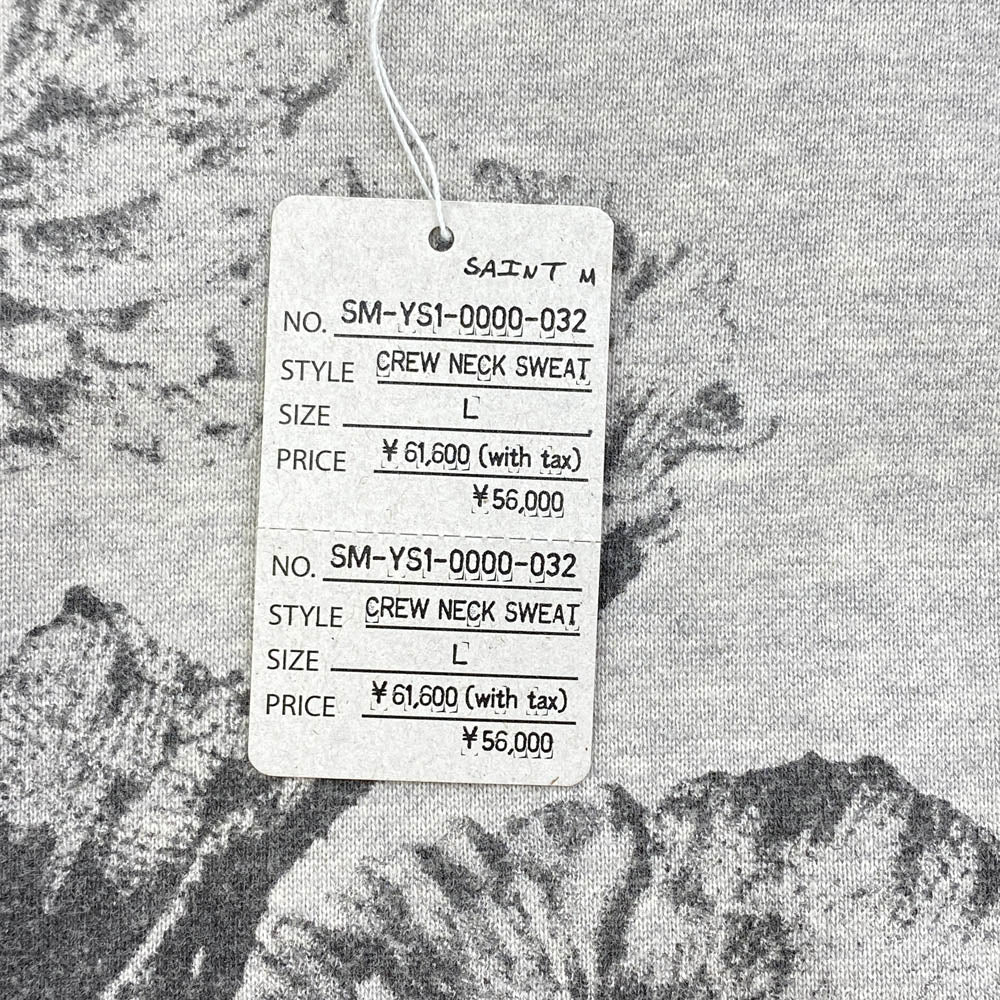 SAINT MICHAEL セントマイケル 24AW SM-YS1-0000-032 CREW SWT FLOWER GRAY フラワープリント ラグランスリーブ トレーナー スウェット グレー系 L【新古品】【未使用】【中古】