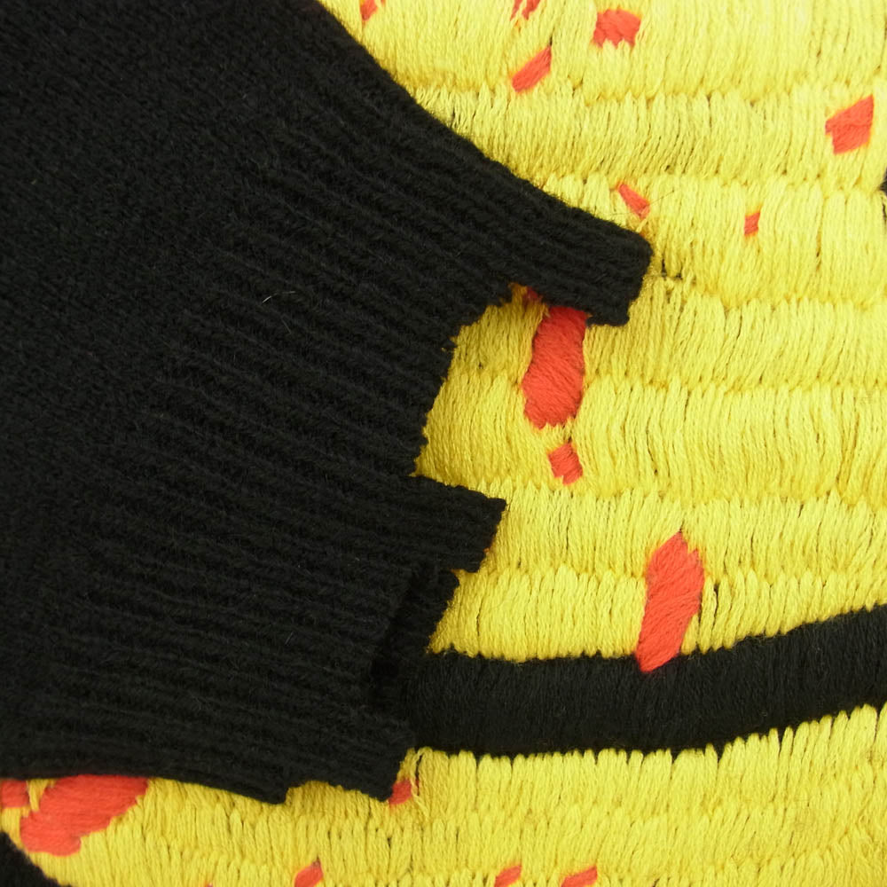 SAINT MICHAEL セントマイケル 24AW SM-YS1-0000-C07 CP CREW KNT SMILE BLACK カクタスプラントフリーマーケット スマイル刺繍 ダメージ加工 ニット セーター ブラック系 L【新古品】【未使用】【中古】