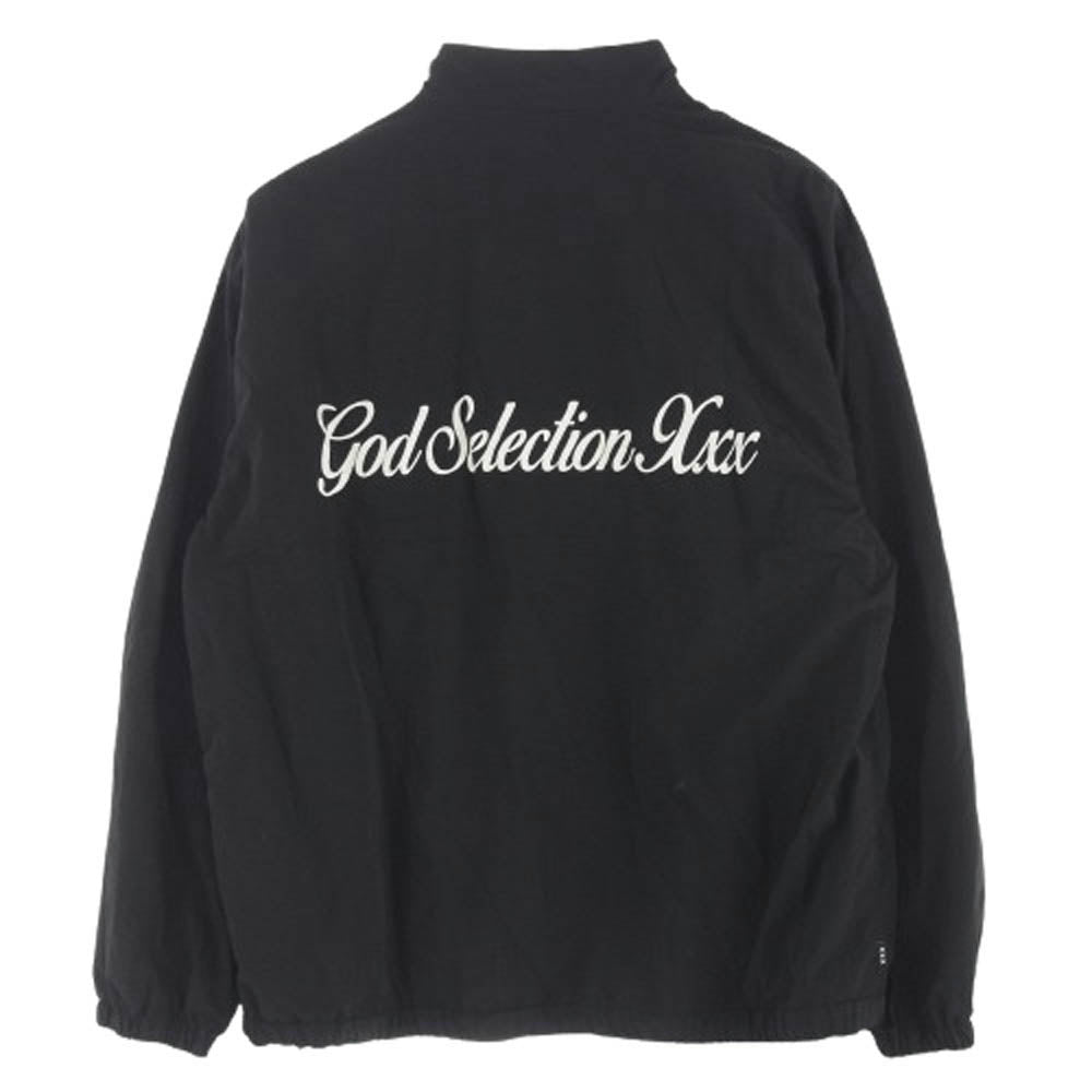 GOD SELECTION XXX ゴッドセレクション バックロゴ プリント ハーフジップ ナイロン プルオーバー ジャケット ブラック系 XL【中古】