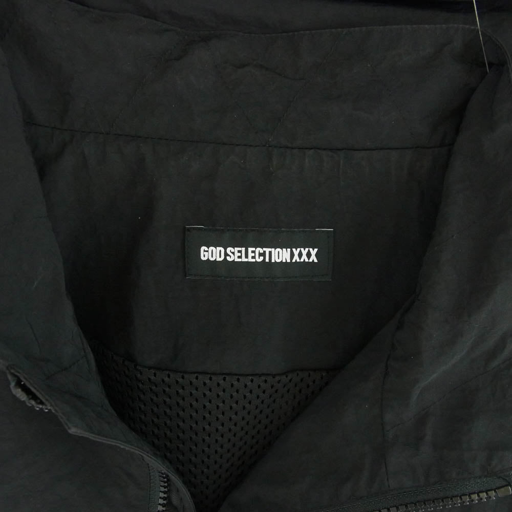GOD SELECTION XXX ゴッドセレクション バックロゴ プリント ハーフジップ ナイロン プルオーバー ジャケット ブラック系 XL【中古】