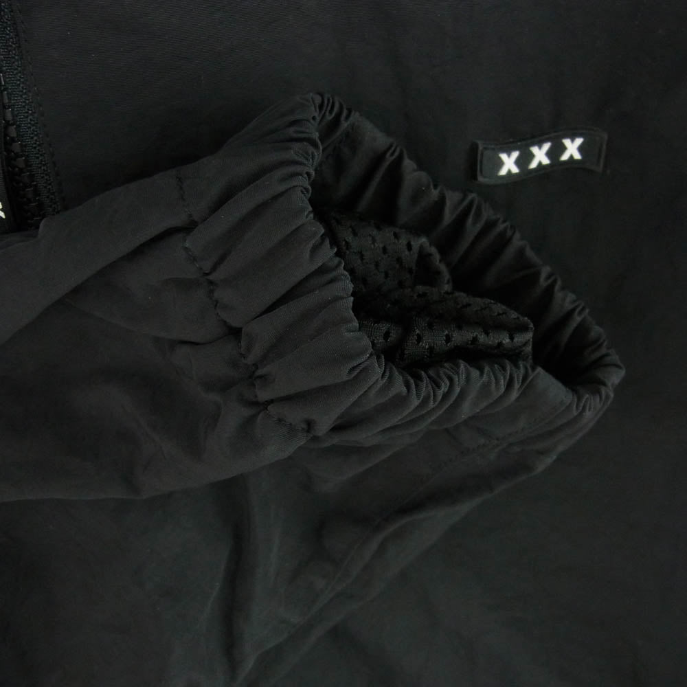 GOD SELECTION XXX ゴッドセレクション バックロゴ プリント ハーフジップ ナイロン プルオーバー ジャケット ブラック系 XL【中古】