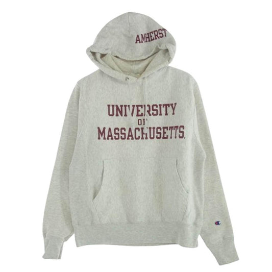 Champion チャンピオン 青タグ 復刻 REVERSE WEAVE リバースウィーブ カレッジ プリント パーカー グレー系 JPN/L【中古】