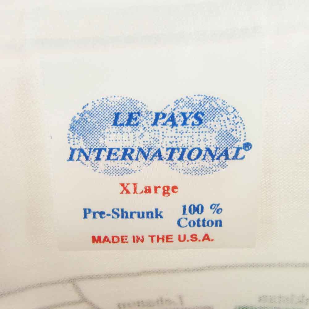 Vintage LE PAYS INTERNATIONAL タグ 90s USA製 世界国旗 シングルステッチ Tシャツ ホワイト系 XL【中古】