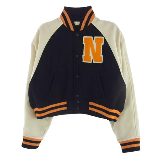 NEON SIGN ネオンサイン 983 Nロゴ ウール スタジャン ジャケット ホワイト系 ブラック系 48【中古】