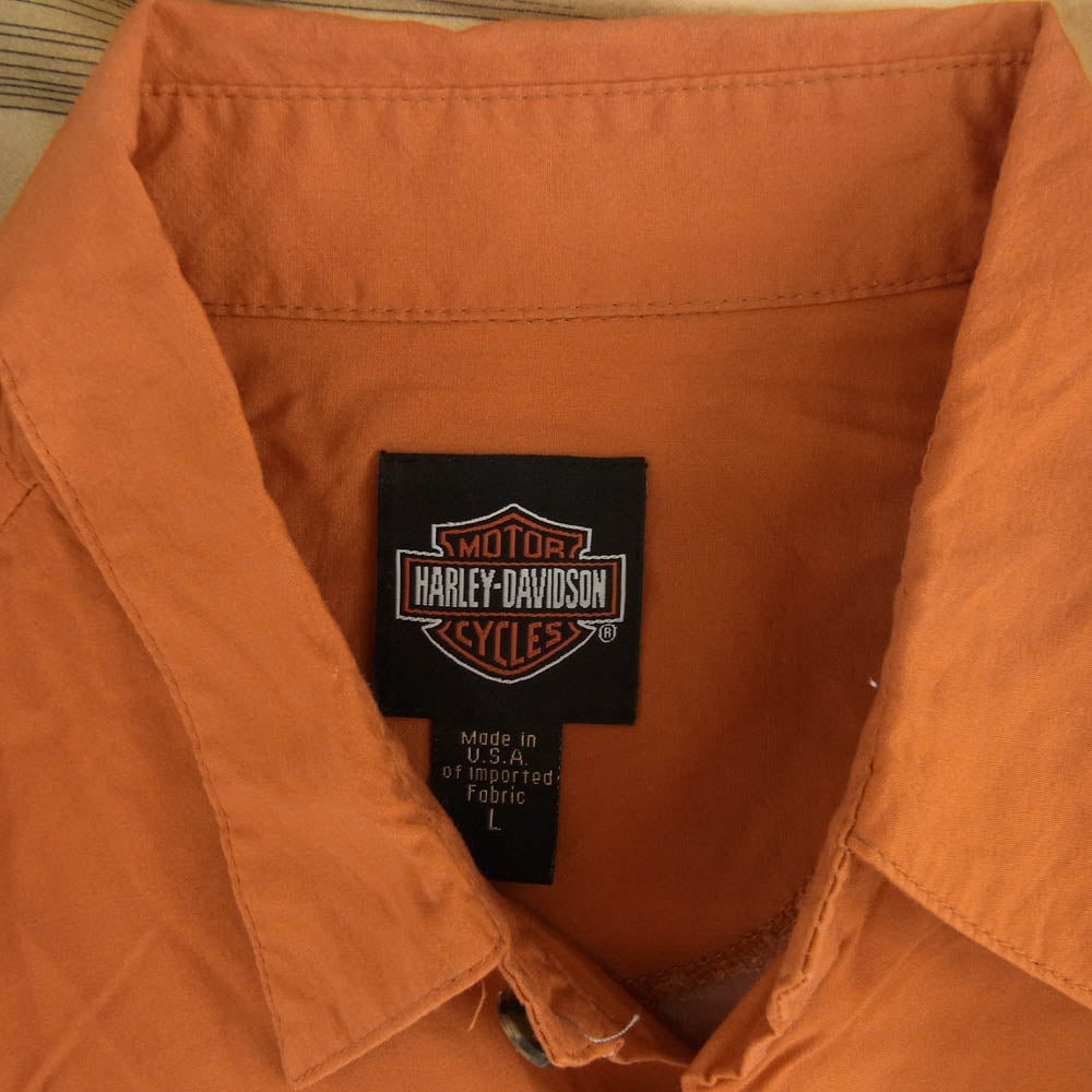 HARLEY DAVIDSON ハーレーダビッドソン USA製 バイカー プリント 半袖 アロハ シャツ マルチカラー系 L【中古】