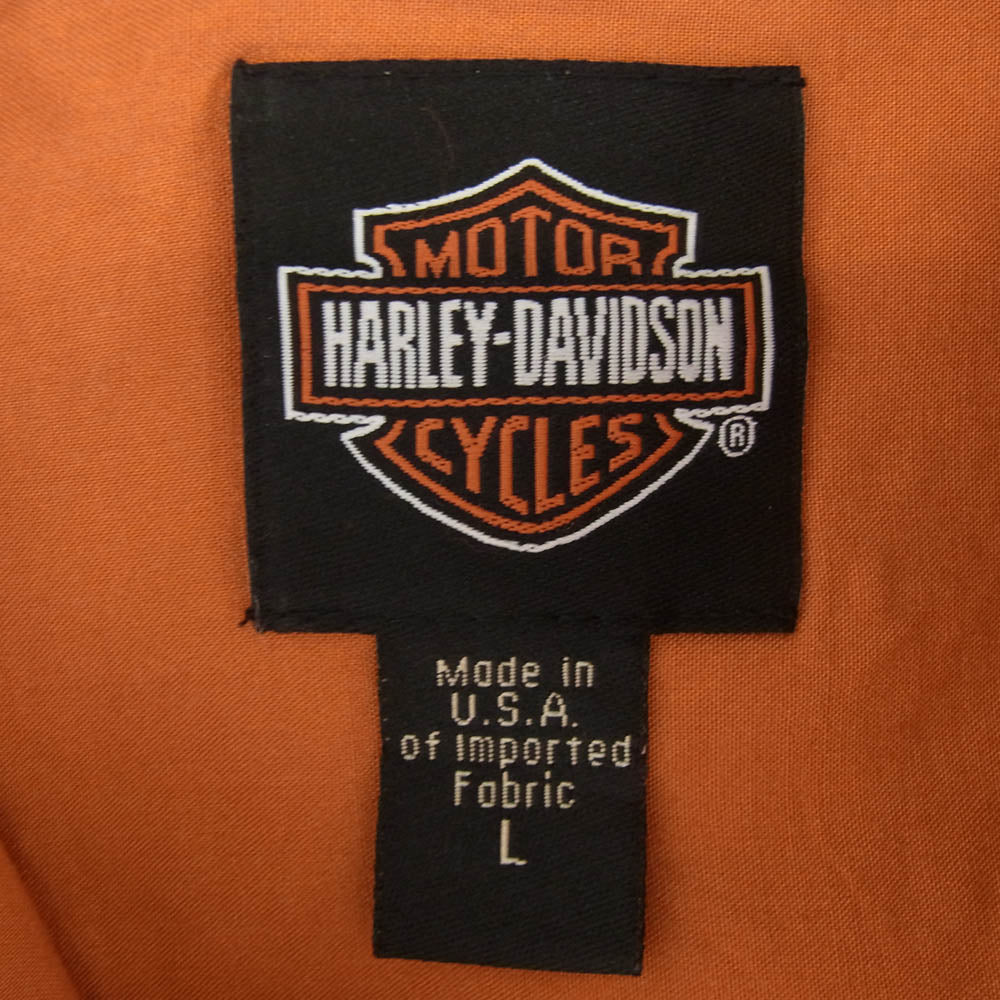 HARLEY DAVIDSON ハーレーダビッドソン USA製 バイカー プリント 半袖 アロハ シャツ マルチカラー系 L【中古】
