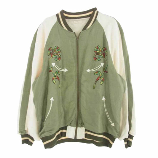 NAISSANCE ネサーンス 16S-NSA-JK-04 SATIN JACKET サテン ジャケット スカジャン カーキ系 XL【中古】