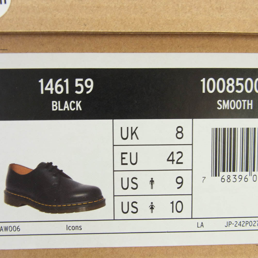 Dr.Martens ドクターマーチン 1461 3 ホール レザー シューズ ブラック系 UK8【新古品】【未使用】【中古】