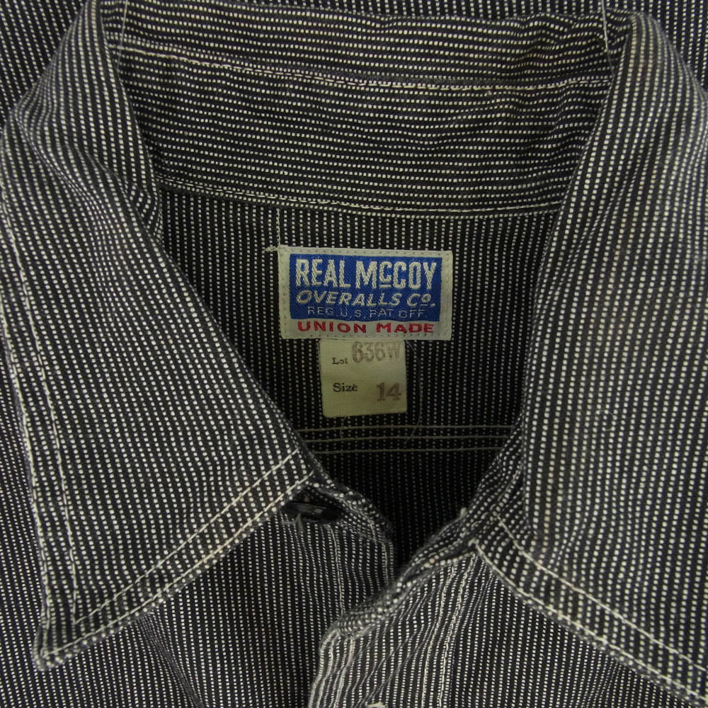 The REAL McCOY'S ザリアルマッコイズ 636W ピンストライプ 長袖 ワークシャツ ブラック系 14【中古】