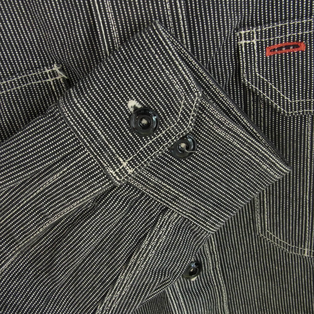The REAL McCOY'S ザリアルマッコイズ 636W ピンストライプ 長袖 ワークシャツ ブラック系 14【中古】