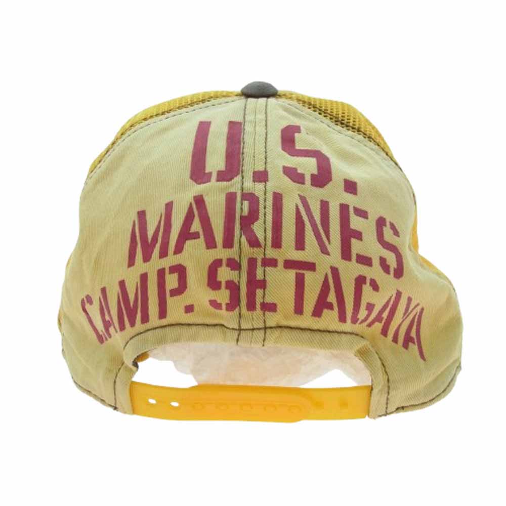 TOY'S McCOY トイズマッコイ 世田谷ベース U.S.MARINES ワッペン 刺繍 迷彩 カモフラ メッシュ キャップ イエロー系【中古】