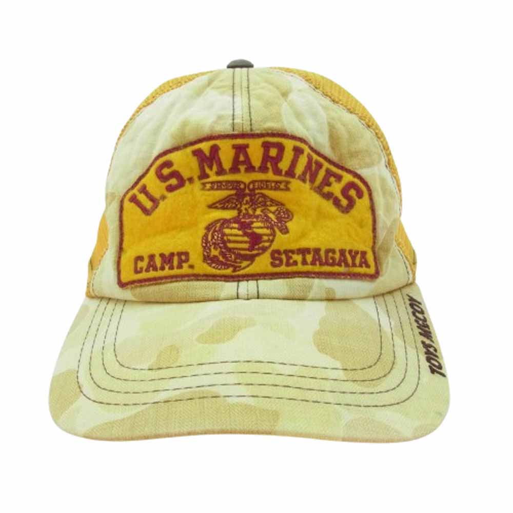 TOY'S McCOY トイズマッコイ 世田谷ベース U.S.MARINES ワッペン 刺繍 迷彩 カモフラ メッシュ キャップ イエロー系【中古】