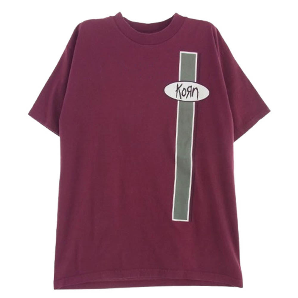 ヴィンテージ ヴィンテージ USA製 90s Murina タグ KORN バンド シングルステッチ 半袖 Tシャツ ワインレッド系 L【中古】