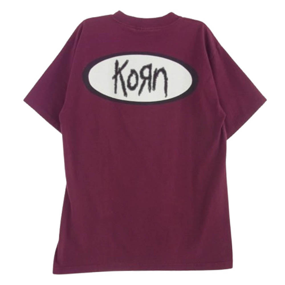 ヴィンテージ ヴィンテージ USA製 90s Murina タグ KORN バンド シングルステッチ 半袖 Tシャツ ワインレッド系 L【中古】