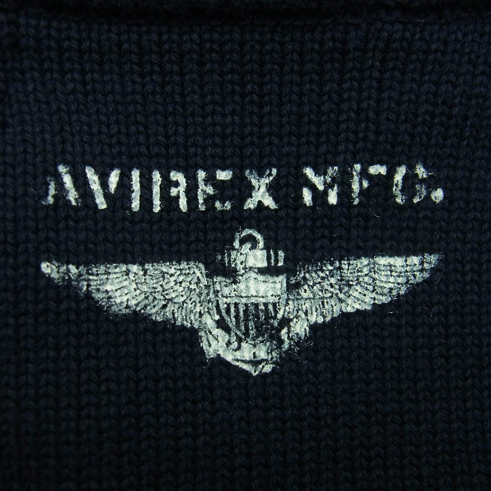 AVIREX アヴィレックス NAVAL STAND COLLAR ZIP KNIT JACKET ナバル スタンドカラー ジップ ニット ジャケット ミリタリー コットンニット カーディガン ネイビー系 M【新古品】【未使用】【中古】
