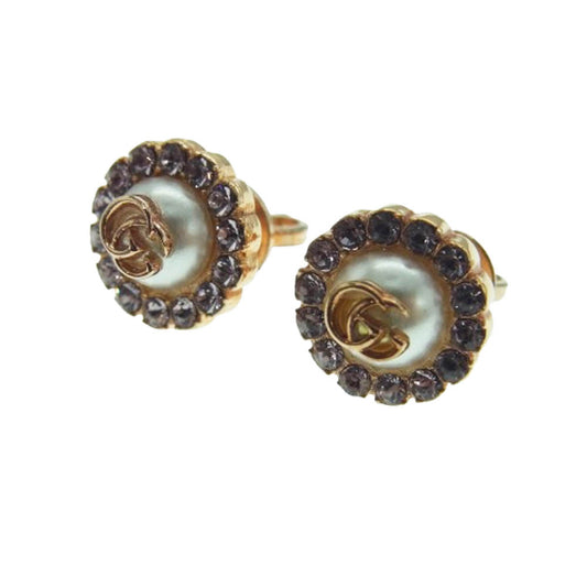 GUCCI グッチ ダブルG フラワー スタッズ ピアス ゴールド系【中古】