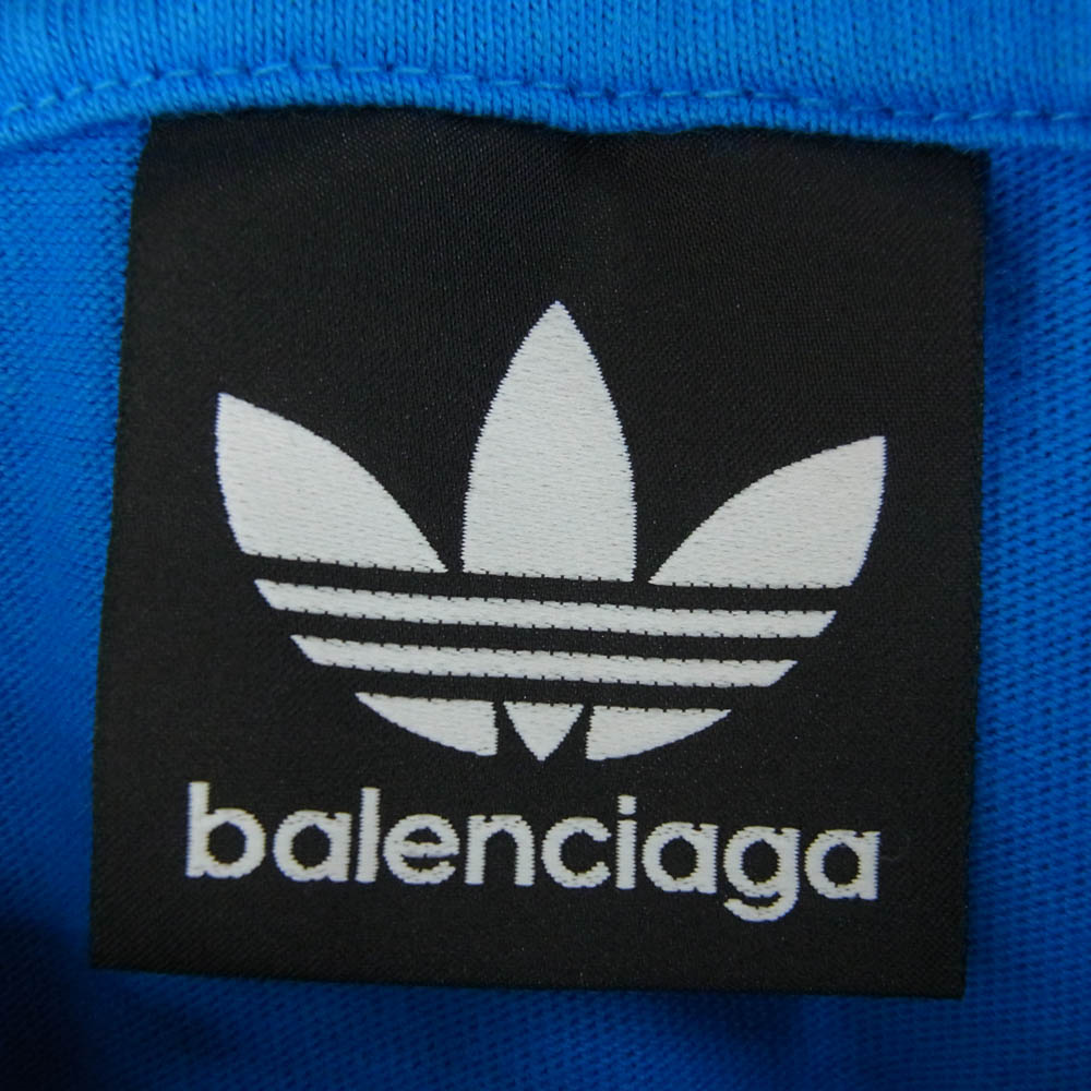 BALENCIAGA バレンシアガ 23SS 739101 TNVA6 × adidas アディダス Stripe Tee 3ストライプ ロゴプリント オーバーサイズ 半袖 Tシャツ ブルー系 3【極上美品】【中古】