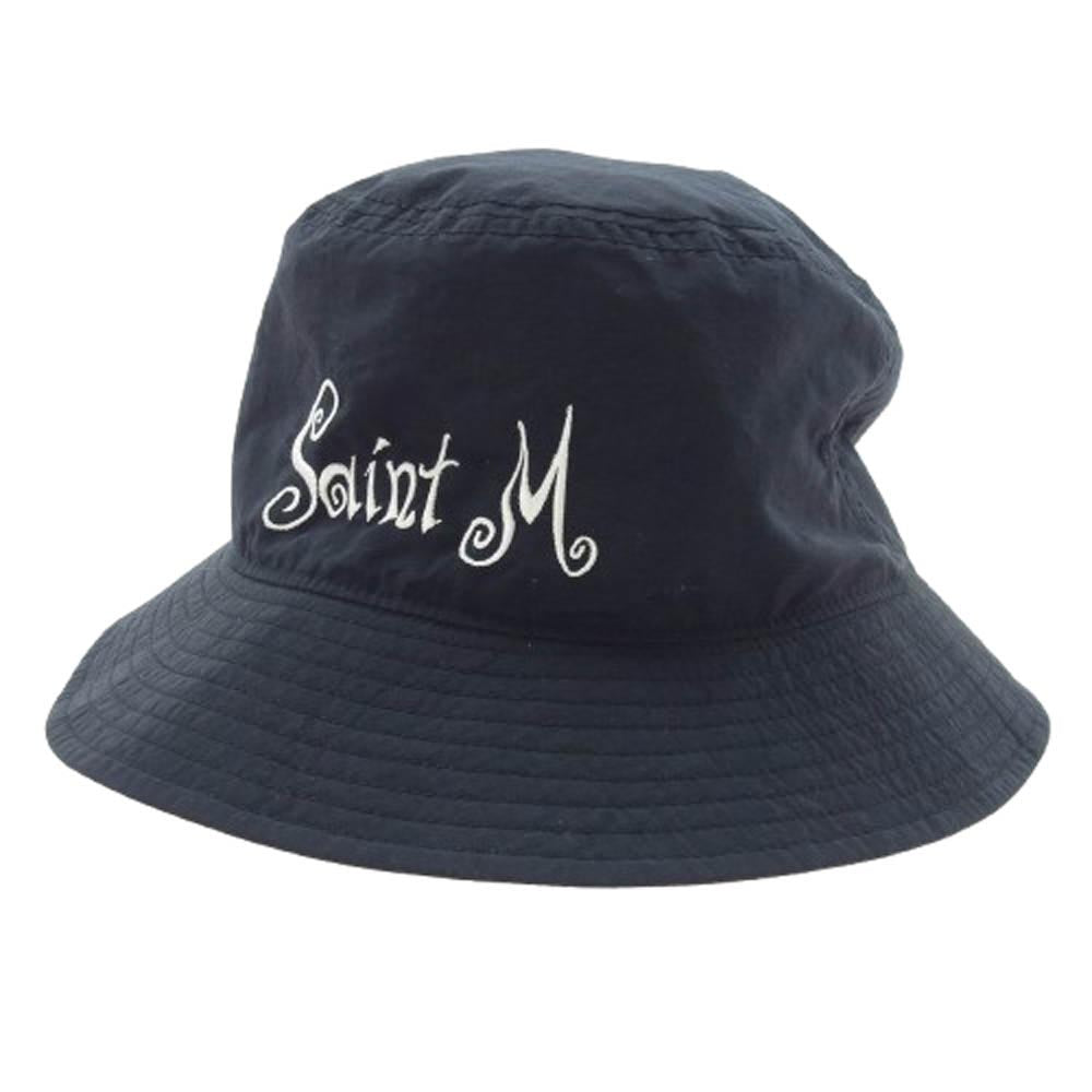 SAINT MICHAEL セントマイケル 23SS SM-S23-0000-074 BUCKET HAT ロゴ刺繍 ナイロン バケットハット ブラック系【中古】