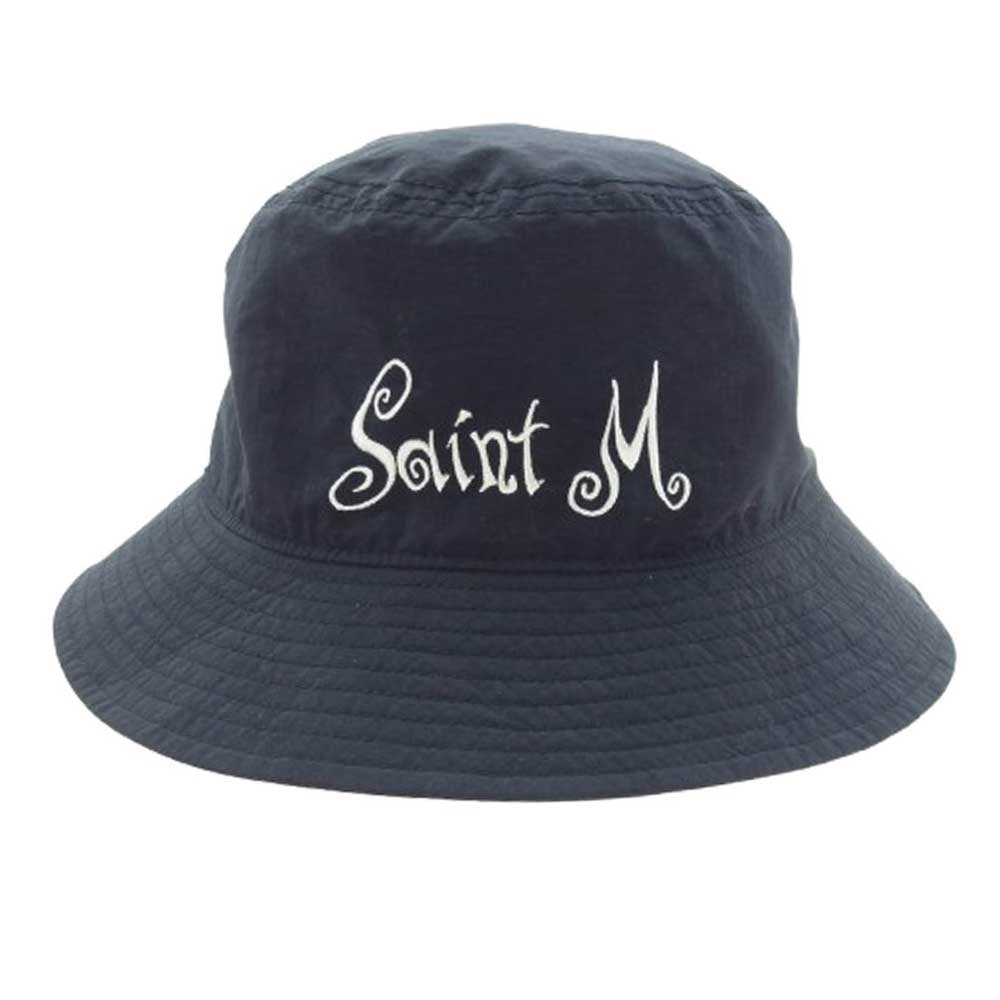 SAINT MICHAEL セントマイケル 23SS SM-S23-0000-074 BUCKET HAT ロゴ刺繍 ナイロン バケットハット ブラック系【中古】