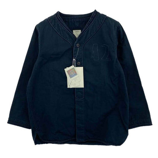 VISVIM ビズビム 17AW 117205011028 DUGOUT SHIRT ダグアウト ノーカラー ベースボール シャツ ダークネイビー系 1【中古】