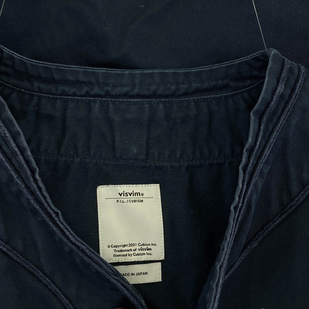 VISVIM ビズビム 17AW 117205011028 DUGOUT SHIRT ダグアウト ノーカラー ベースボール シャツ ダークネイビー系 1【中古】