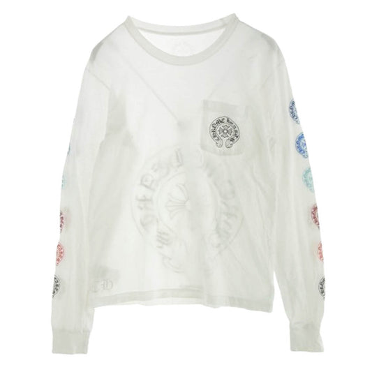 CHROME HEARTS クロムハーツ（原本無） Multi Color Horseshoe L/S Tee マルチカラー ホースシュー プリント ロングスリーブ Tシャツ 長袖カットソー ホワイト系 M【中古】