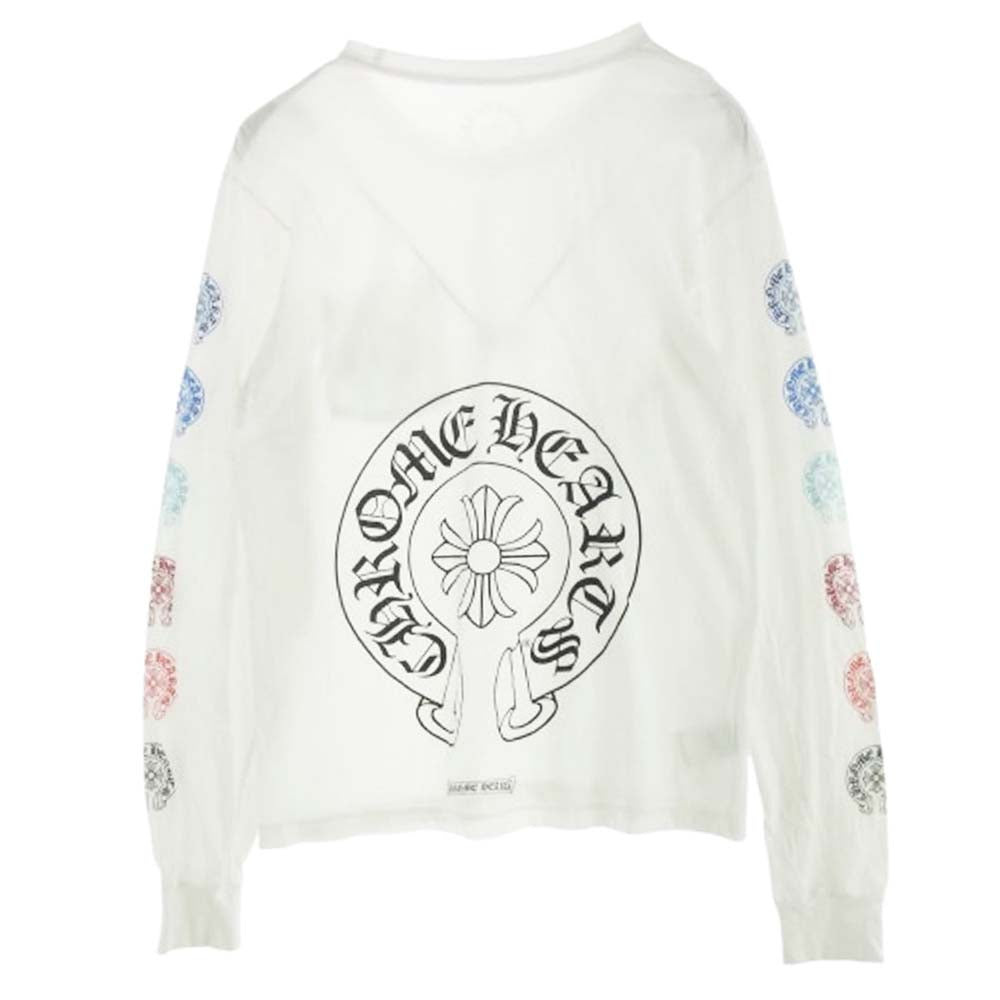 CHROME HEARTS クロムハーツ（原本無） Multi Color Horseshoe L/S Tee マルチカラー ホースシュー プリント ロングスリーブ Tシャツ 長袖カットソー ホワイト系 M【中古】