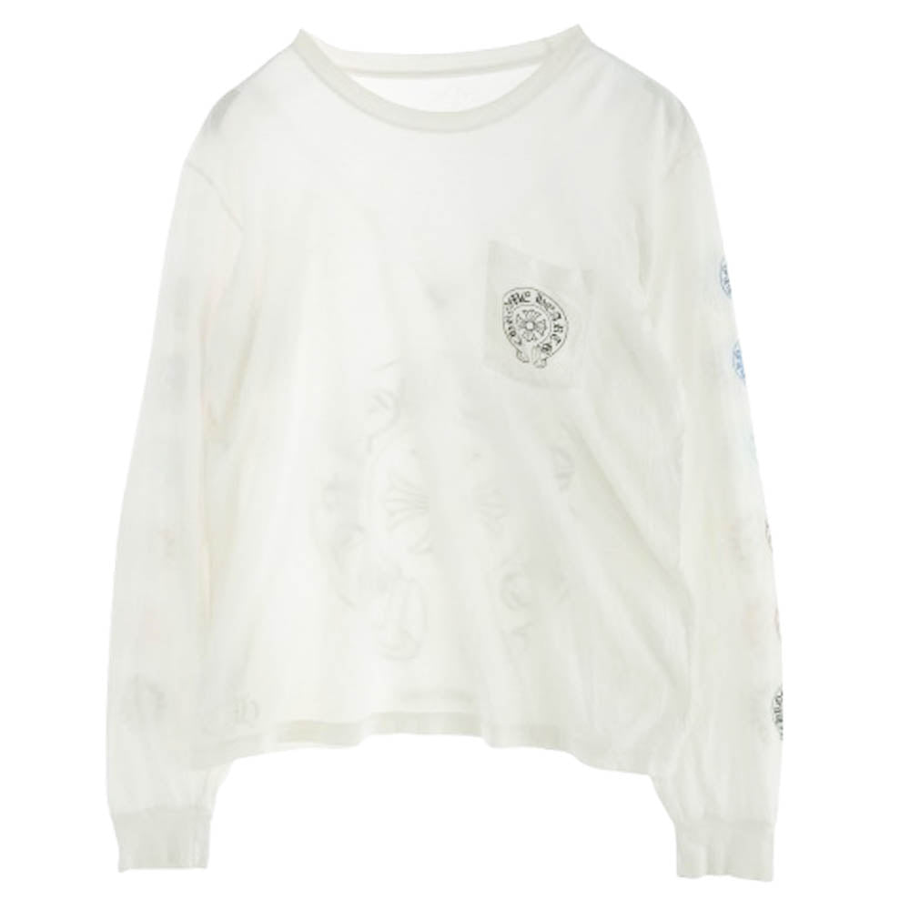 CHROME HEARTS クロムハーツ（原本無） Multi Color Horseshoe L/S Tee マルチカラー ホースシュー プリント ロングスリーブ Tシャツ 長袖カットソー ホワイト系 L【中古】