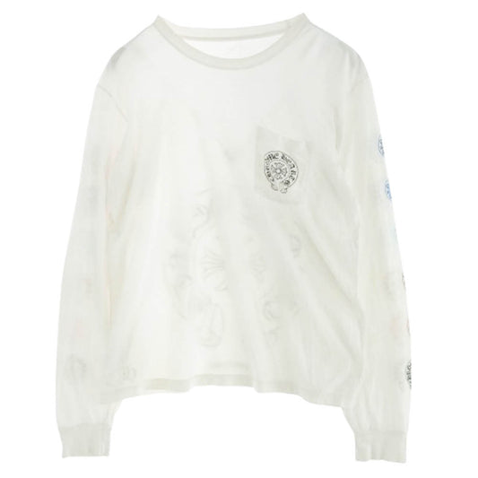 CHROME HEARTS クロムハーツ（原本無） Multi Color Horseshoe L/S Tee マルチカラー ホースシュー プリント ロングスリーブ Tシャツ 長袖カットソー ホワイト系 L【中古】