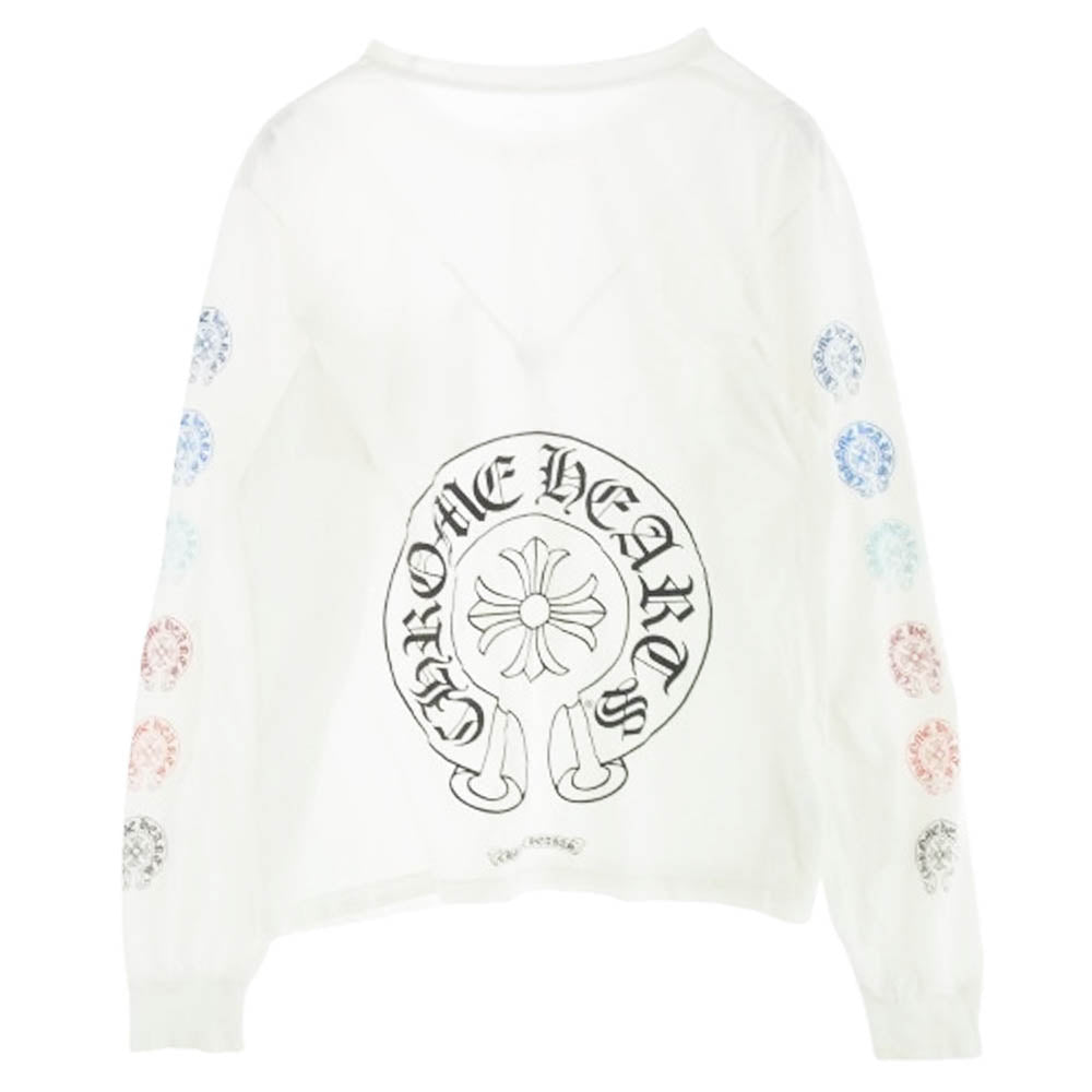 CHROME HEARTS クロムハーツ（原本無） Multi Color Horseshoe L/S Tee マルチカラー ホースシュー プリント ロングスリーブ Tシャツ 長袖カットソー ホワイト系 L【中古】