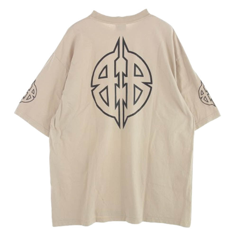 BALENCIAGA バレンシアガ 23SS 764235 TPVI2 Metal BB Logo Tee ヴィンテージ加工 メタルBBロゴプリント 半袖Tシャツ ベージュ系 XXL【中古】