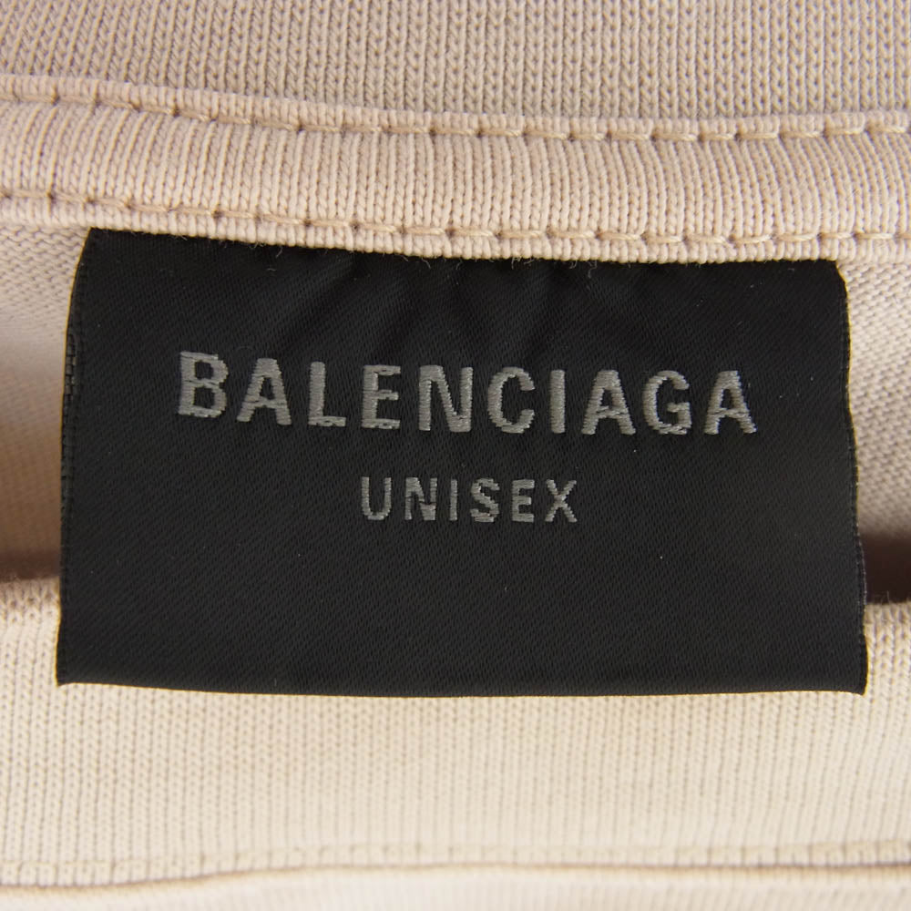 BALENCIAGA バレンシアガ 23SS 764235 TPVI2 Metal BB Logo Tee ヴィンテージ加工 メタルBBロゴプリント 半袖Tシャツ ベージュ系 XXL【中古】