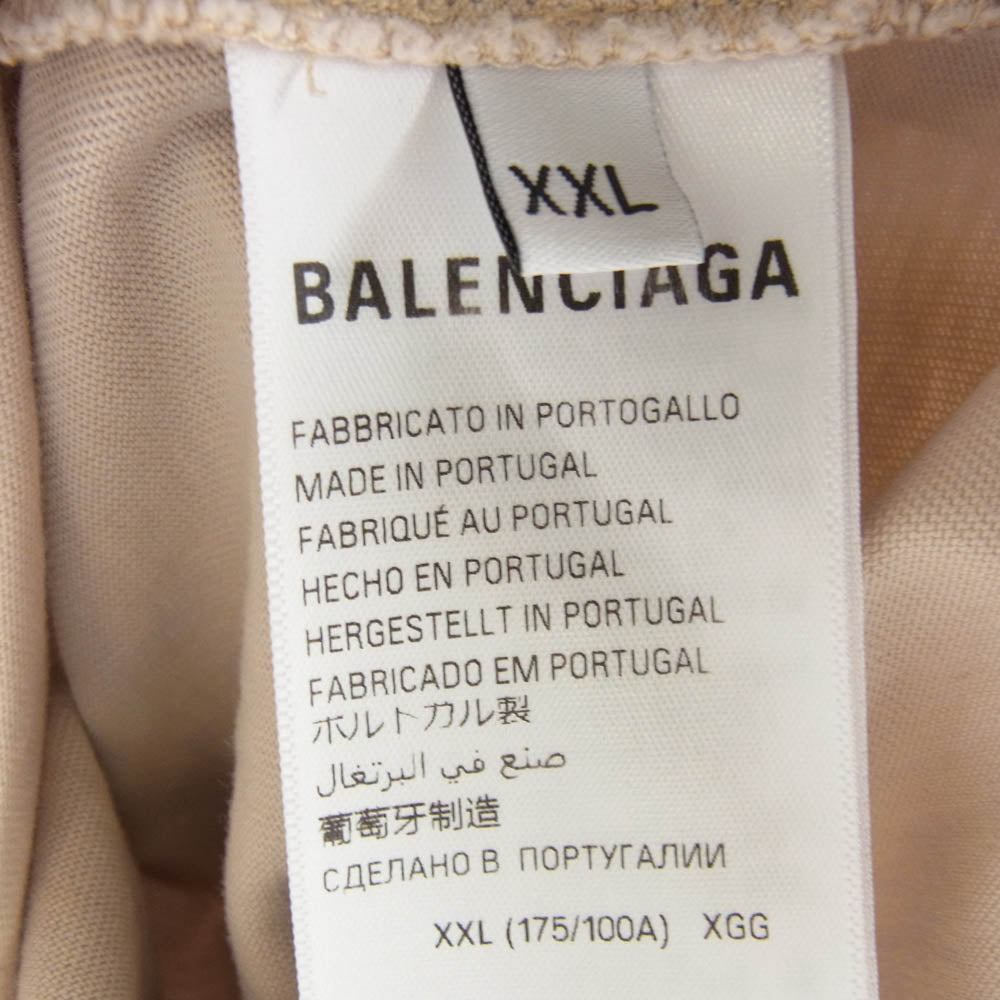 BALENCIAGA バレンシアガ 23SS 764235 TPVI2 Metal BB Logo Tee ヴィンテージ加工 メタルBBロゴプリント 半袖Tシャツ ベージュ系 XXL【中古】