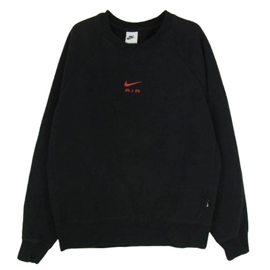 NIKE ナイキ FB7204-010 Air Logo Crew Neck Casual Long Sleeve Fleece Sweatshirt エア ロゴ クルーネック スウェット シャツ トレーナー ブラック系 L【中古】