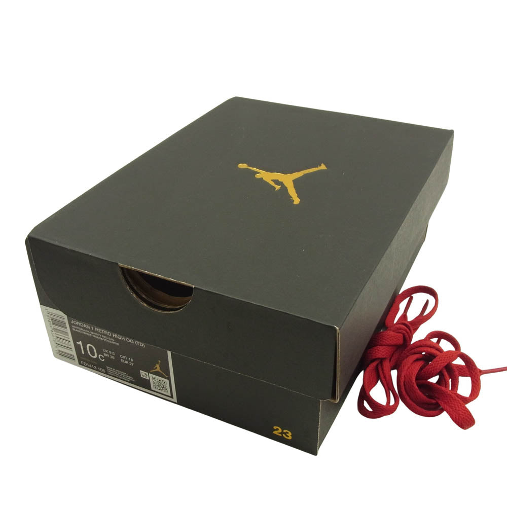 NIKE ナイキ FD1413-106 キッズ TD Air Jordan 1 Retro High OG エアジョーダン1 ハイ OG Black Toe Reimagined TD ブラックトゥリイマジンド スニーカー ホワイト系 ブラック系 レッド系 16cm【新古品】【未使用】【中古】