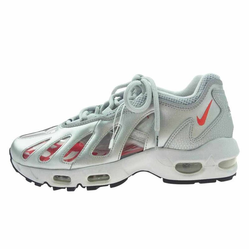 Supreme シュプリーム × NIKE ナイキ CV7652-001 AIR MAX 96 エアマックス METALLIC SILVER SPEED RED CLEAR メタリックシルバー スピードレッド クリア スニーカー シルバー系 26cm【美品】【中古】