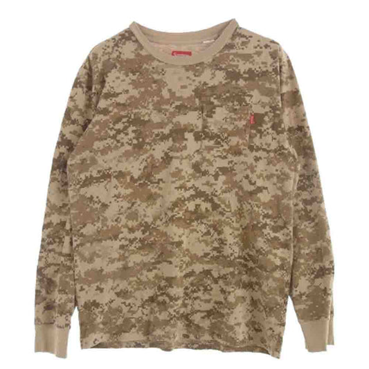 Supreme シュプリーム 17AW Pocket Tee デジカモ ポケット 長袖 Tシャツ ブラウン系 ベージュ系 M【中古】