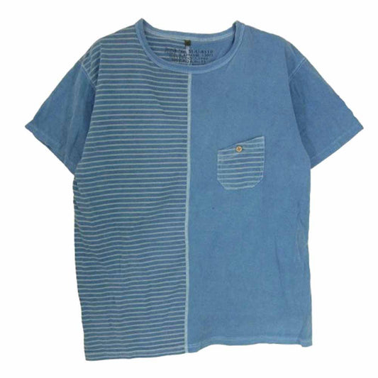 Nigel Cabourn ナイジェルケーボン ポケット ボーダー 半袖 Tシャツ カットソー ブルー系 48【中古】