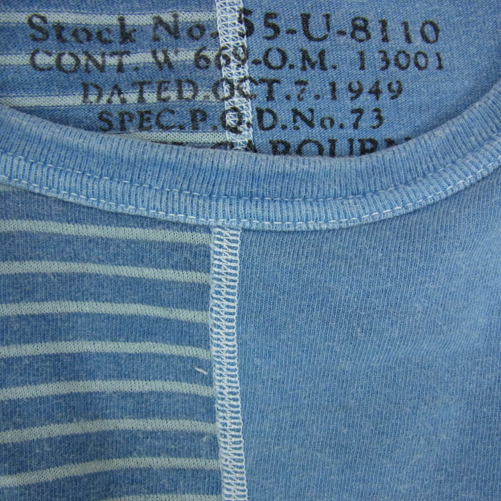 Nigel Cabourn ナイジェルケーボン ポケット ボーダー 半袖 Tシャツ カットソー ブルー系 48【中古】