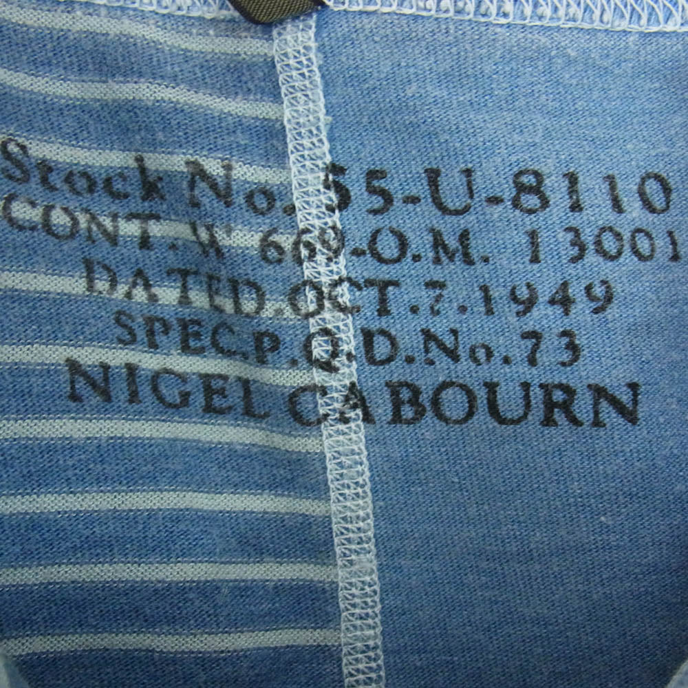 Nigel Cabourn ナイジェルケーボン ポケット ボーダー 半袖 Tシャツ カットソー ブルー系 48【中古】