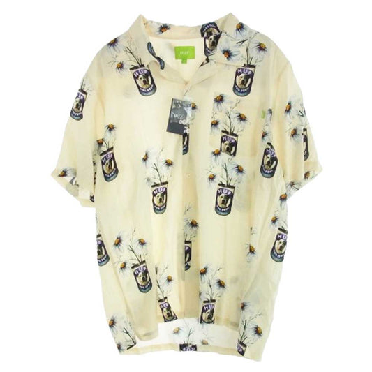 HUF ハフ 22SBU00142 CANNED S/S RESORT TOP オープンカラー レーヨン 半袖シャツ イエロー系 XL【極上美品】【中古】